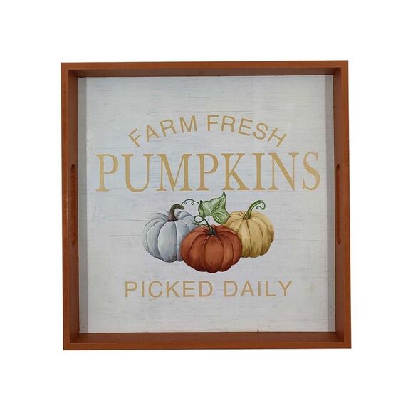 Farm Fresh Pumpkins Picked Daily Wood Serving Tray Multi-Color One Size NWT - Picture 1 of 7